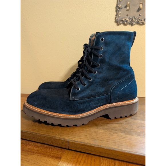 Dirk Bikkembergs Leather Combat Boots Blue Suede Shoes Avant-garde It 43 us 9 - Picture 1 of 14